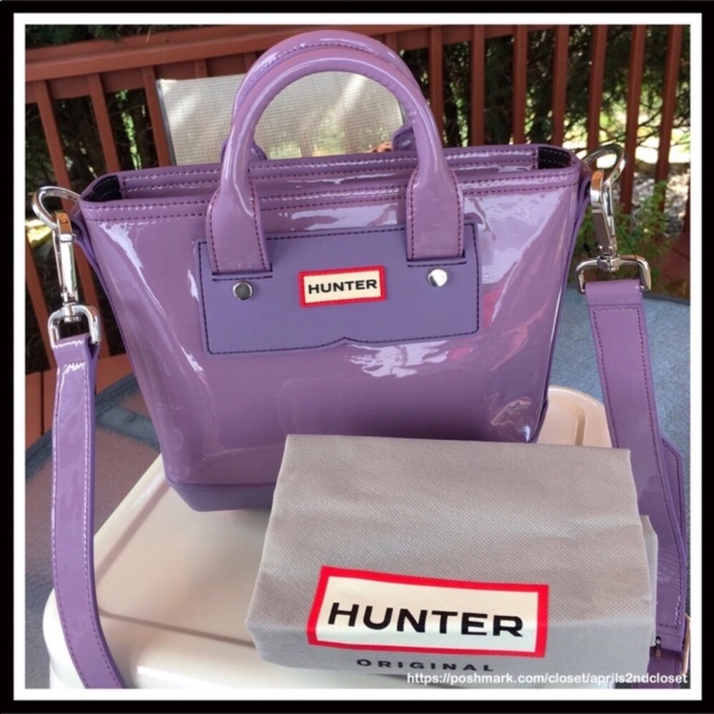 HUNTER PATENT LEATHER MINI TOTE CROSSBODY BAG A2C - Picture 7 of 8